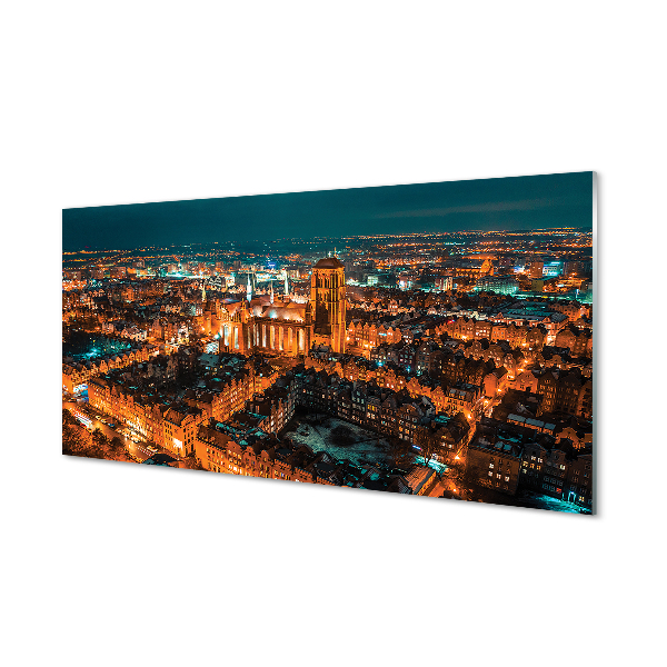 Acrylglasbilder Nacht der kirche danzig panorama