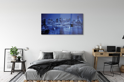 Acrylglasbilder Fluss wolkenkratzer brücke panorama