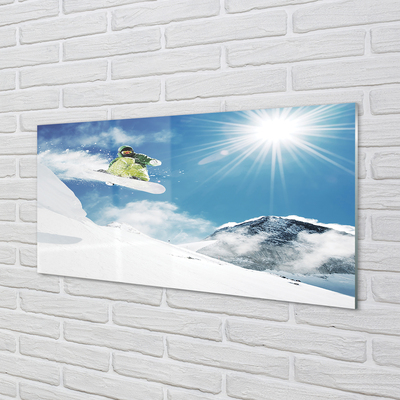 Acrylglasbilder Man mountain snowboarding