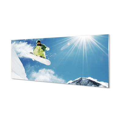 Acrylglasbilder Man mountain snowboarding
