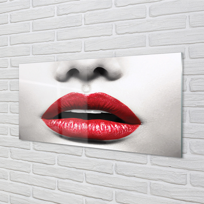 Acrylglasbilder Rote lippen frau nase