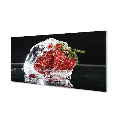 Acrylglasbilder Erdbeeren im eiswürfel