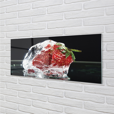 Acrylglasbilder Erdbeeren im eiswürfel