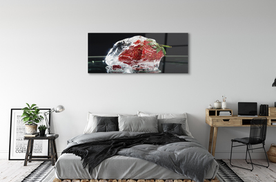 Acrylglasbilder Erdbeeren im eiswürfel