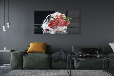Acrylglasbilder Erdbeeren im eiswürfel