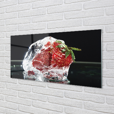 Acrylglasbilder Erdbeeren im eiswürfel