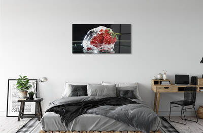 Acrylglasbilder Erdbeeren im eiswürfel