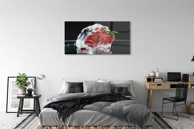 Acrylglasbilder Erdbeeren im eiswürfel