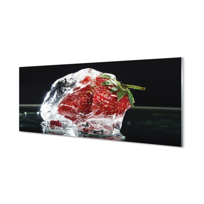 Acrylglasbilder Erdbeeren im eiswürfel