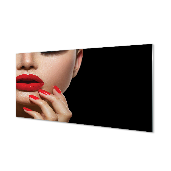 Acrylglasbilder Frau mit den roten lippen und nägel