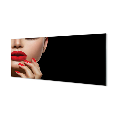 Acrylglasbilder Frau mit den roten lippen und nägel