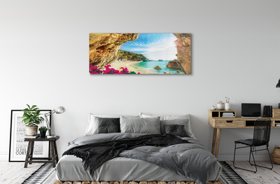 Acrylglasbilder Griechenland küste klippen blumen