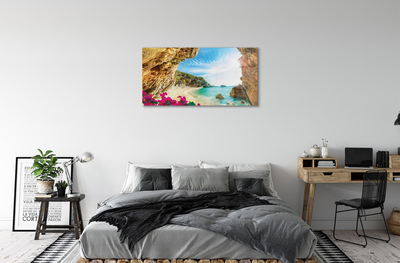 Acrylglasbilder Griechenland küste klippen blumen