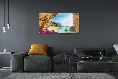 Acrylglasbilder Griechenland küste klippen blumen