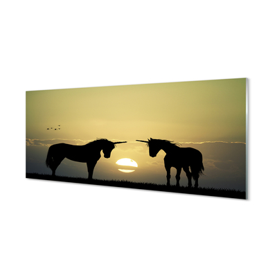 Acrylglasbilder Sonnenuntergang auf dem feld einhörner