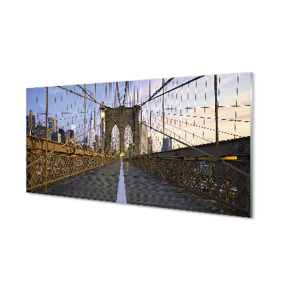 Acrylglasbilder Wolkenkratzer brücke sonnenuntergang