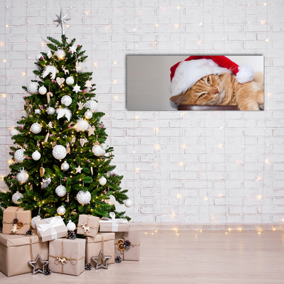 Glasbild aus Plexiglas® Weihnachtskatze in Sankt-Hut