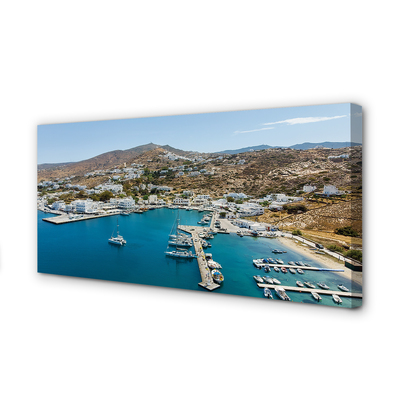 Leinwandbilder Bergstadt Küste Griechenland