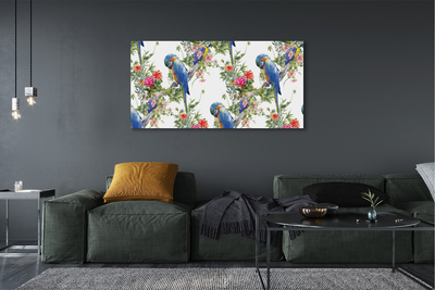 Leinwandbilder Vögel auf einem Zweig mit Blumen