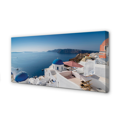 Leinwandbilder Panorama der Meer Griechenland Gebäude