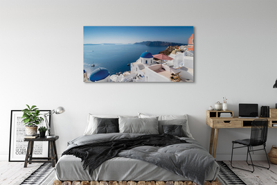 Leinwandbilder Panorama der Meer Griechenland Gebäude