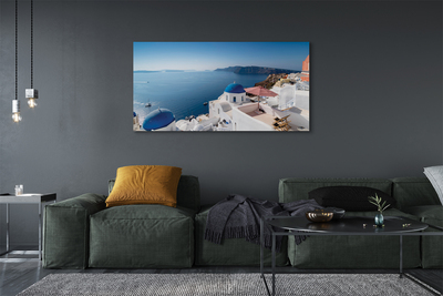 Leinwandbilder Panorama der Meer Griechenland Gebäude