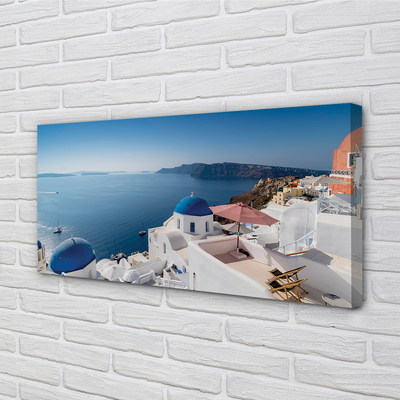 Leinwandbilder Panorama der Meer Griechenland Gebäude