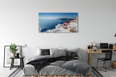 Leinwandbilder Panorama der Meer Griechenland Gebäude