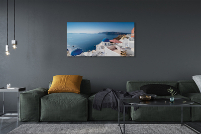 Leinwandbilder Panorama der Meer Griechenland Gebäude