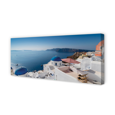 Leinwandbilder Panorama der Meer Griechenland Gebäude