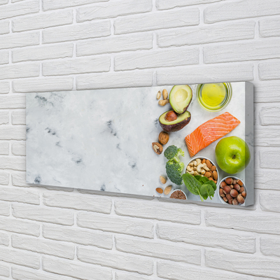 Leinwandbilder Lachs Apfel-Nussöl