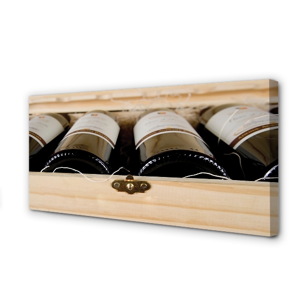Leinwandbilder Flaschen Wein in einem Kasten