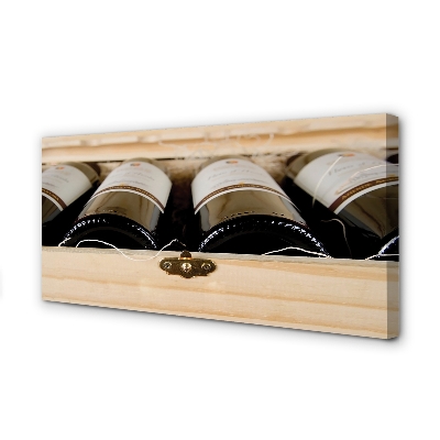 Leinwandbilder Flaschen Wein in einem Kasten