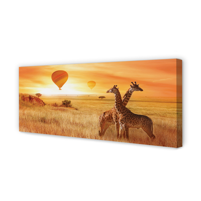 Leinwandbilder Ballon-Himmel-Giraffe