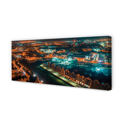 Leinwandbilder Nachtpanorama Danzig Fluss