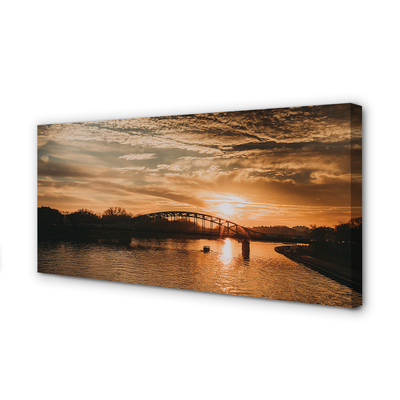 Leinwandbilder Sonnenuntergang River Bridge Krakow
