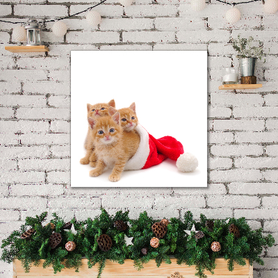 Canvas Kunstdruck Katzen-Weihnachtsweihnachtsmann