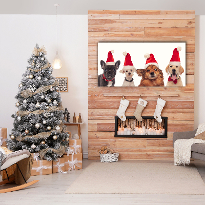 Canvas Kunstdruck Hunde Weihnachtsmann-Weihnachten
