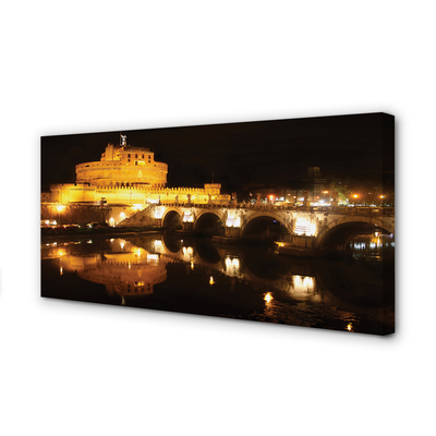 Leinwandbilder Rom Brücke Fluss Nacht