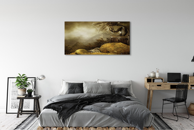 Leinwandbilder Drachen-Mountain-Gold Wolken