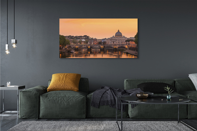 Leinwandbilder Rom Sonnenuntergang Fluss überbrückt Gebäude