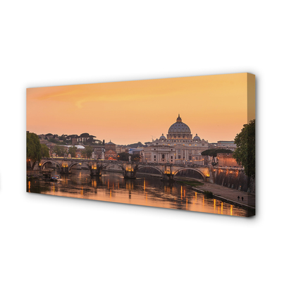 Leinwandbilder Rom Sonnenuntergang Fluss überbrückt Gebäude
