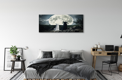 Leinwandbilder Wölfe Mond Wald