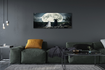 Leinwandbilder Wölfe Mond Wald