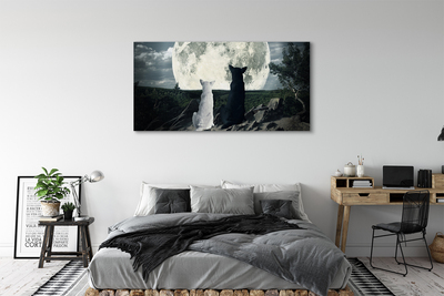 Leinwandbilder Wölfe Mond Wald