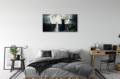 Leinwandbilder Wölfe Mond Wald