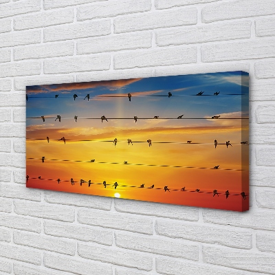 Leinwandbilder Vögel auf Sonnenuntergang Seile