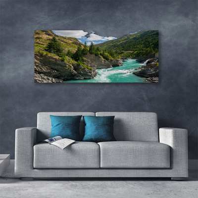 Canvas Kunstdruck Berge Fluss Landschaft