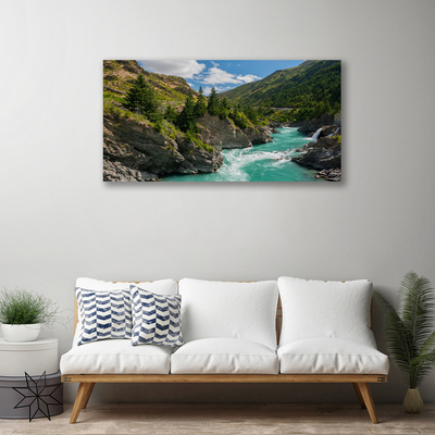 Canvas Kunstdruck Berge Fluss Landschaft