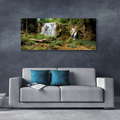 Canvas Kunstdruck Wasserfall Fluss Wald Natur